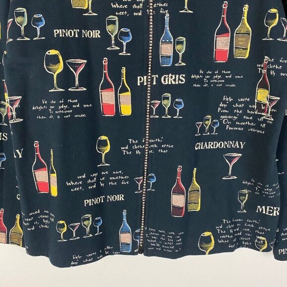 Jess & Jane Wine Cardigan Womens Small Jacket Party Navy Blue Full Zip - Picture 3 of 9